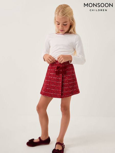 Monsoon Red Rhinestone Top & Tweed Skort Set (Y34004) | £38 - £43