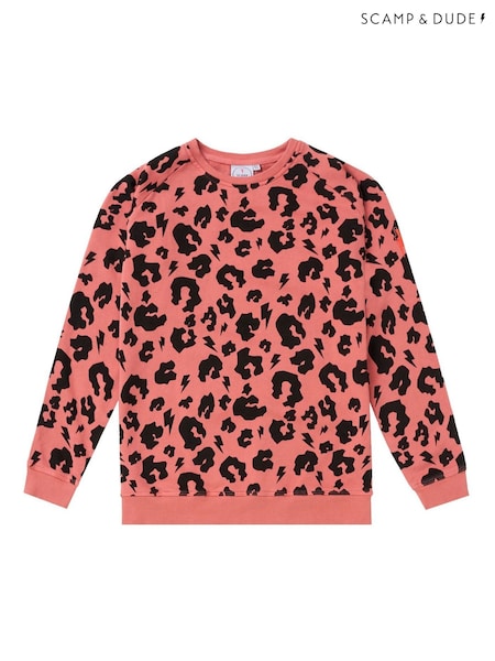SCAMP & DUDE Orange Kids Classic Sweatshirt Leopard & Lightning Bolt (Y34088) | £36 - £38