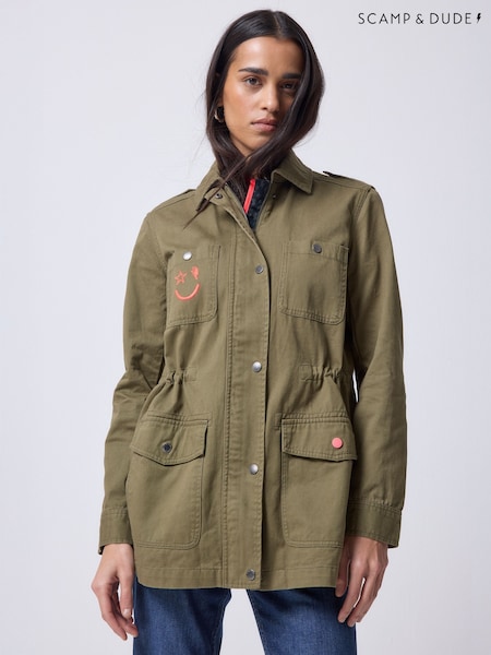 SCAMP & DUDE Brown Jacket Smiley Star & Lightning Bolt Face Logo (Y34092) | £120
