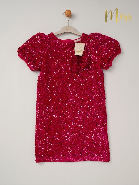 Miss Red Sequin Shift Dress and Matching Scrunchie Outfit Set (Y34188) | £38