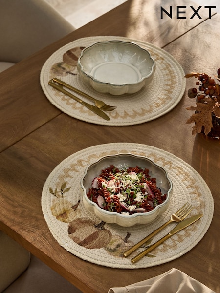 Set Of 2 Autumnal Pumpkin Pasta Bowls