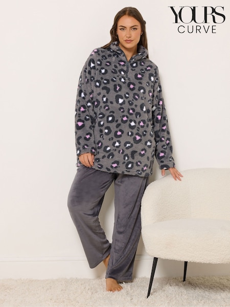 Yours Curve Grey Borg Lounge Set (Y34226) | £34