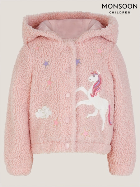 Monsoon Pink Baby Unicorn Borg Hoodie (Y34282) | £32 - £34