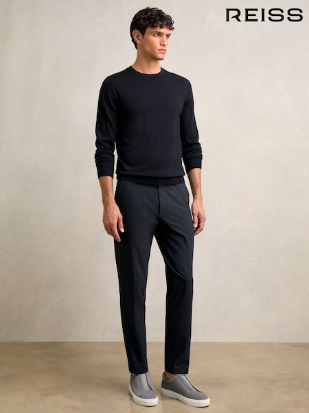 Reiss Navy Split Technical Stretch Relaxed Trousers (Y34354) | £130