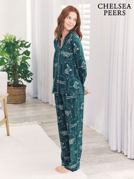 Chelsea Peers Green TENCEL™ Modal Twilight Glade Print Long Pyjamas Set (Y34451) | £58
