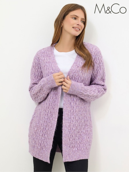 M&Co Purple Chunky Cable Cardigan (Y34472) | £43