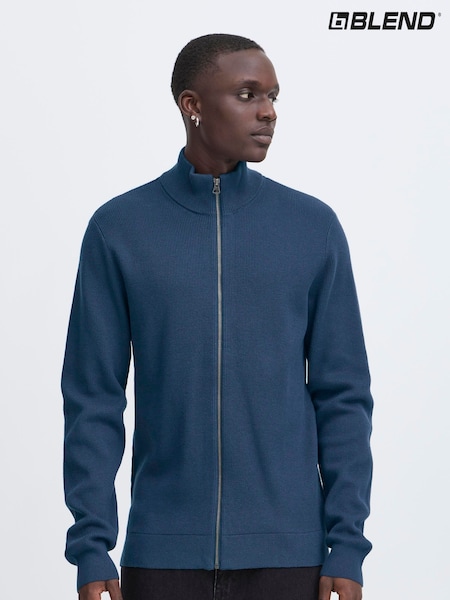 Blend Blue Zip Through Knitted Jumper (Y34476) | £45