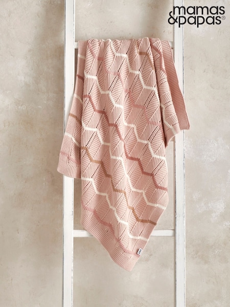 Mamas & Papas Pink Small Knitted Blanket (Y34497) | £33