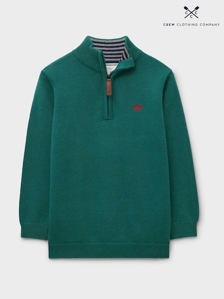 Crew Clothing Green Classic Cotton Half Zip Jumper (Y34519) | £32