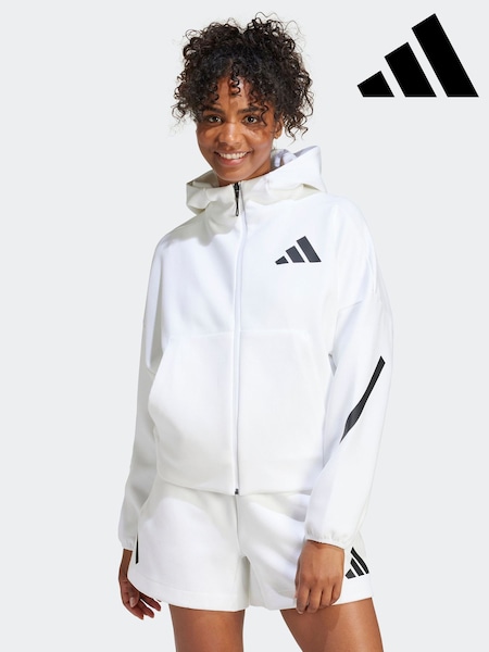adidas White Z.N.E. Full-Zip Hoodie (Y34639) | £85
