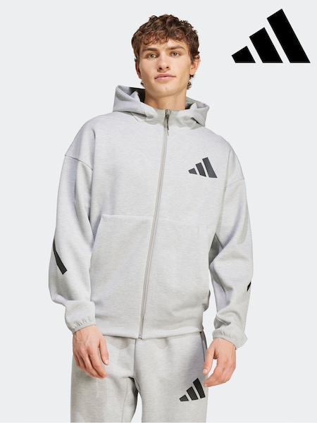 adidas Grey Z.N.E. Full-Zip Hooded Track Jacket (Y34646) | £85