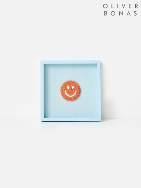 Oliver Bonas Blue Orange Beaded Happy Face Wall Art (Y34653) | £30
