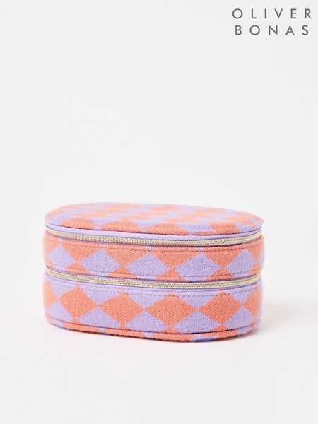 Oliver Bonas Purple Harlequin Tiered Fabric Jewellery Box (Y34657) | £28