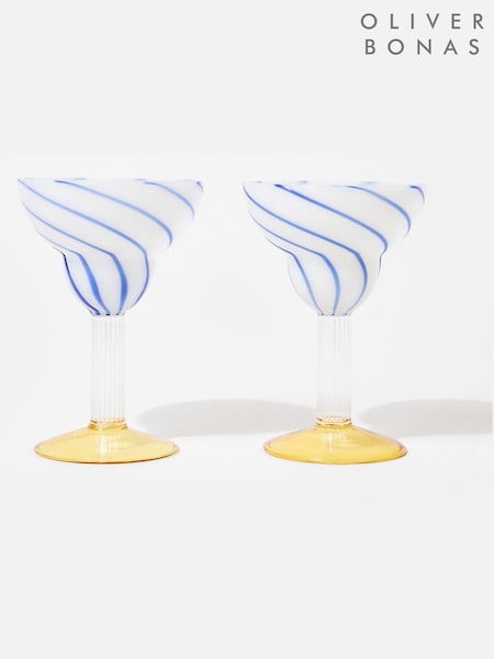 Oliver Bonas Set of 2 Multi Swirl Margarita Glasses (Y34659) | £30