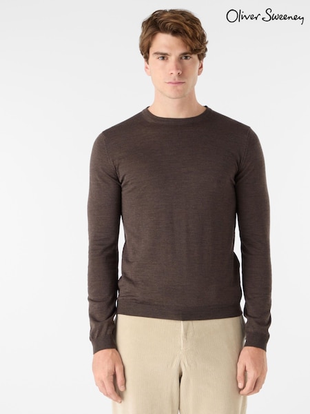 Oliver Sweeney Merino Wool Crew Neck Brown (Y34663) | £119