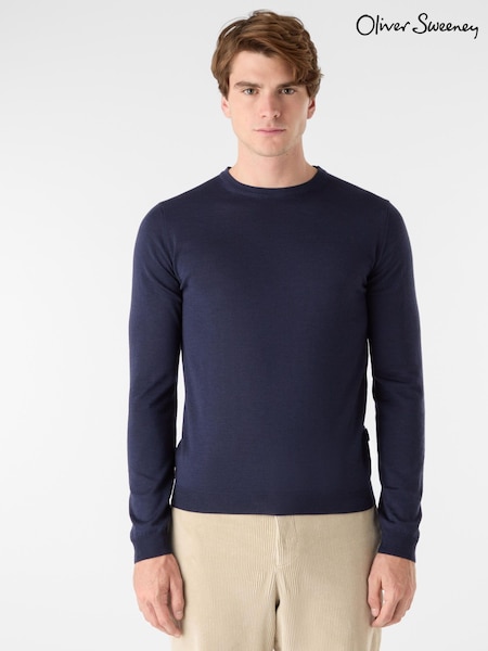 Oliver Sweeney Blue Merino Wool Crew Neck (Y34666) | £119