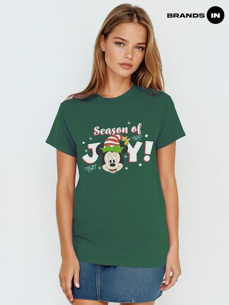 Brands In Green Disney Minnie Mouse Holly Jolly Christmas T-Shirt (Y34701) | £23