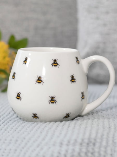 Something Different White Bee Print Rounded Mug (Y34868) | £13
