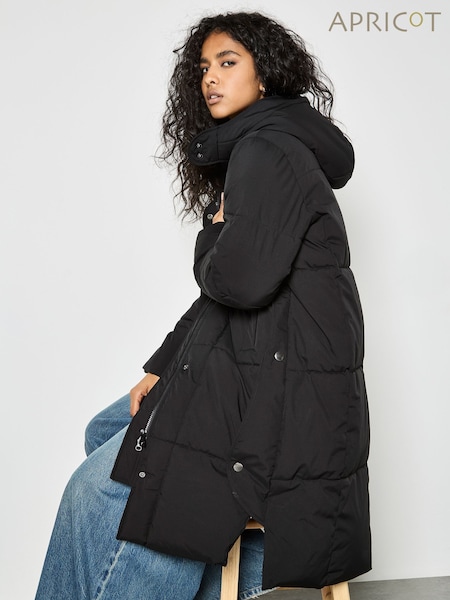 Apricot Black Large Panel Puffer Midi Jacket (Y34871) | £75