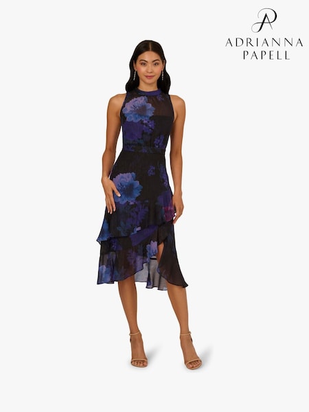 Adrianna Papell Black Halter Glitter Dress (Y34882) | £159