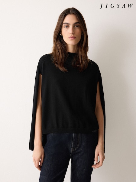 Jigsaw Black Merino Cape Jumper (Y34920) | £135
