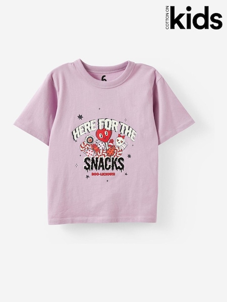 Cotton On Light Purple Poppy Oversize Graphic Print T-Shirt (Y34987) | £12