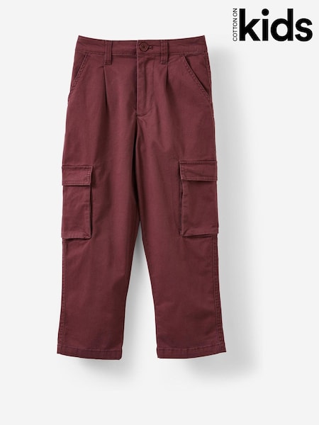 Cotton On Red Burgundy Pleat Front Cargo Trousers (Y35013) | £25