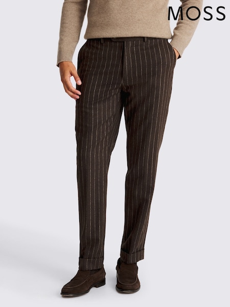 MOSS Brown Stripe Flannel Trousers (Y35194) | £90