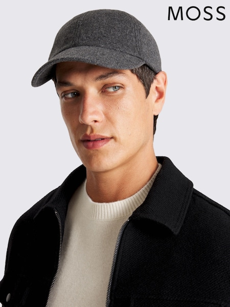 MOSS Grey Brushed Wool Cap (Y35195) | £30