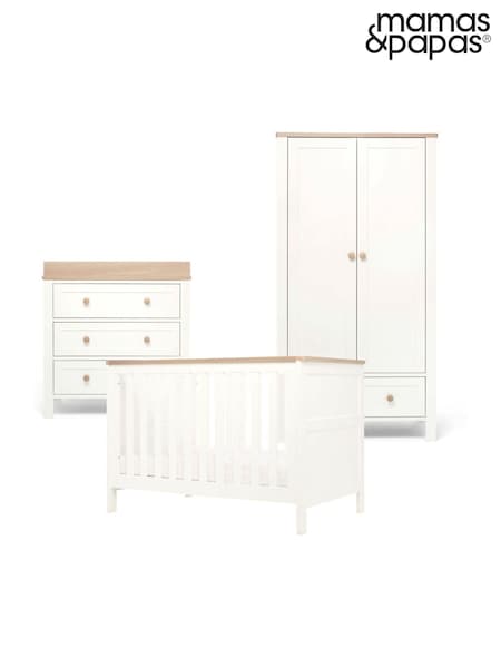 Mamas & Papas White Natural Harwell 3 Piece Convertible Cot Range (Y35314) | £1,278