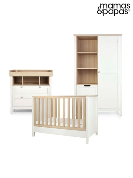 Mamas & Papas 3 Piece White Natural Wedmore Convertible Cot Range (Y35315) | £1,074