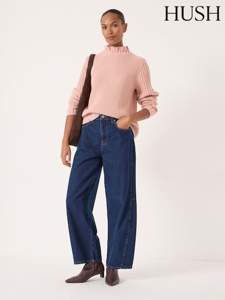 Hush Pink Kiley Wool Blend Frill Trim Jumper (Y35386) | £100