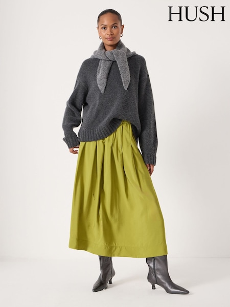 Hush Green Ivy Pleated Air Flow Midi Skirt (Y35393) | £90