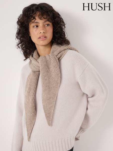Hush Natural Knitted Hooded Scarf (Y35409) | £40