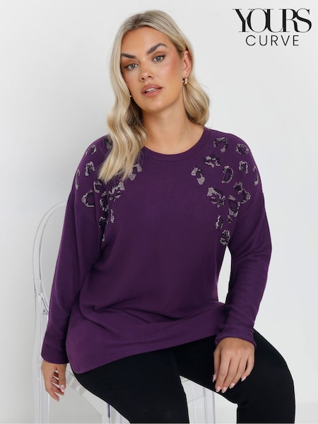 Yours Curve Purple Embellished Jumper (Y35464) | £34