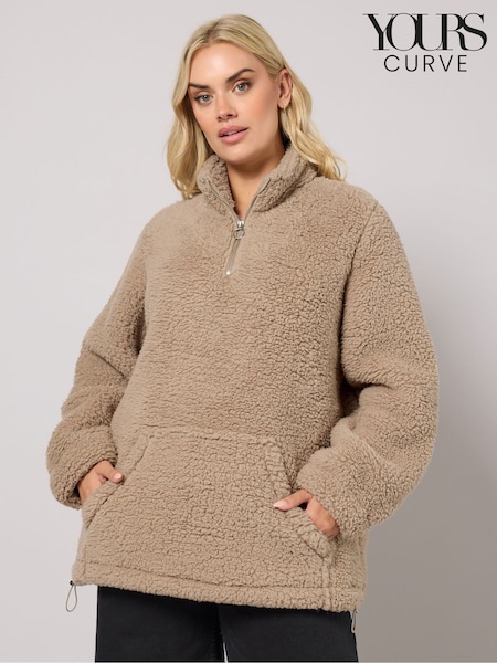 Yours Curve Brown Sherpa Borg Fleece (Y35470) | £29