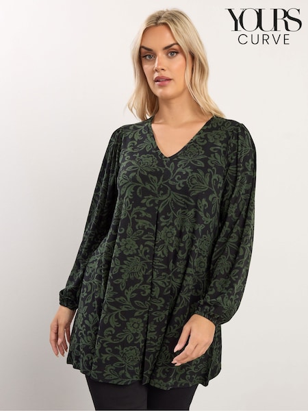 Yours Curve Red Long Sleeve Pleated Balloon Sleeve Top (Y35472) | £27