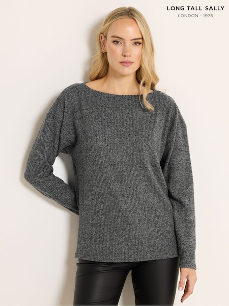 Long Tall Sally Blue Ribbed Batwing Jumper (Y35476) | £30
