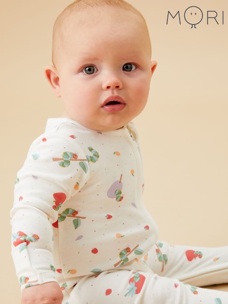 MORI Cream Supersoft Very Hungry Caterpillar Two Way Zip Sleepsuit (Y35490) | £34.50