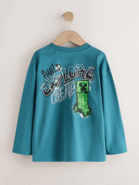 Teal Blue - Long Sleeve Minecraft T-shirt (3-16yrs)