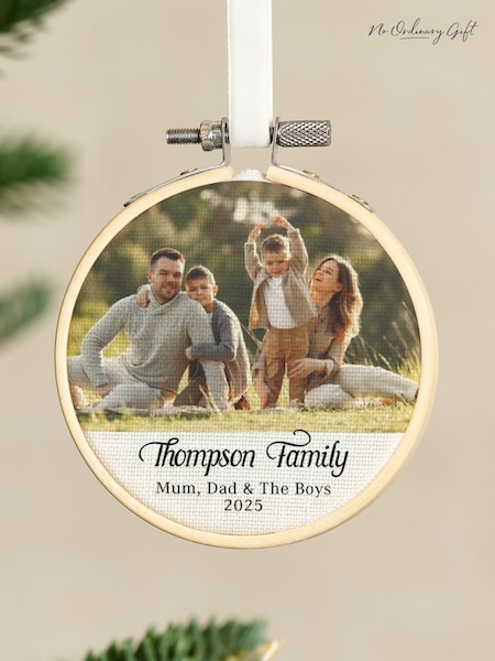 Photo Memory Hoop Family Christmas Tree Decoration by No Ordinary Gift (Y35537) | £15