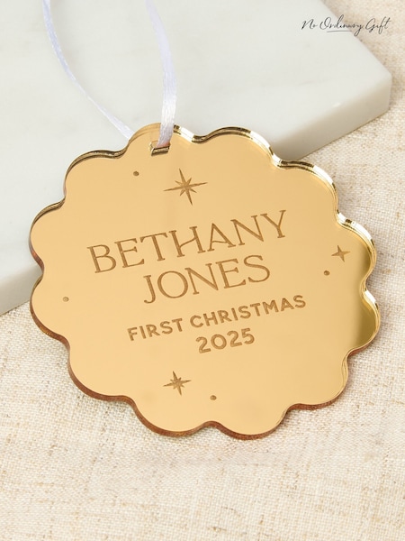 Personalised Metallic First Christmas Decoration by No Ordinary Gift (Y35552) | £15