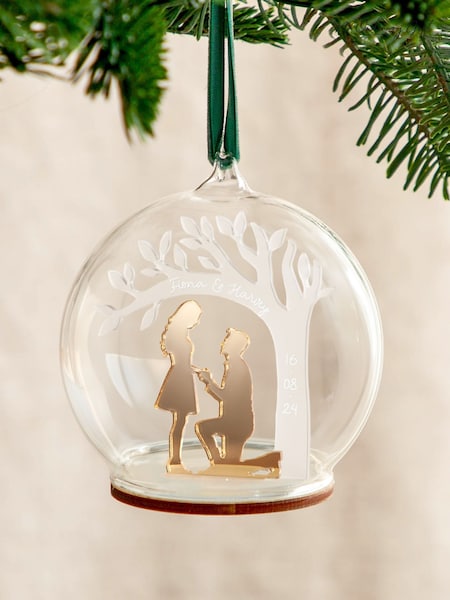 Engagement Silhouette & Tree Christmas Bauble by No Ordinary Gift (Y35564) | £32