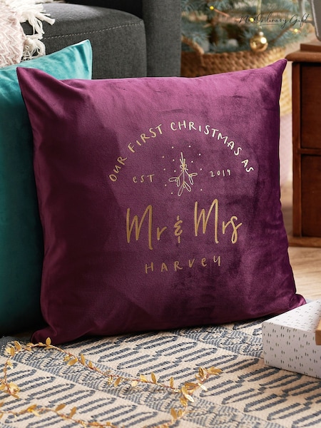 Personalised Our First Christmas Married Cushion by No Ordinary Gift (Y35565) | £35