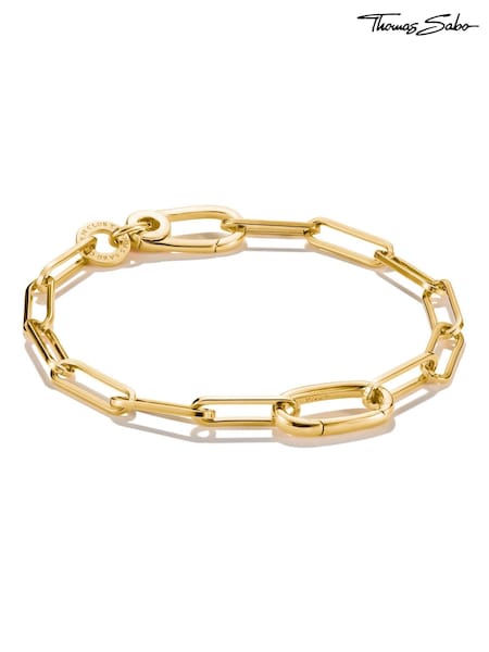 Thomas Sabo Gold Tone Charm Connect Paperclip Link Bracelet (Y35928) | £135