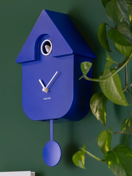 Present Time Cobalt Blue Modern Cuckoo ABS Wall Clock (Y35956) | £77