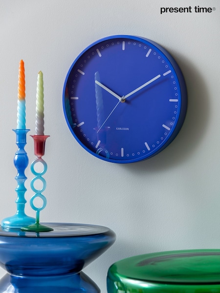 Present Time Cobalt Blue Cool Retro Wall Clock (Y35965) | £37
