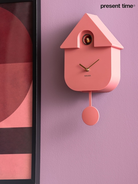 Present Time Rose Tan Oro Modern Cuckoo Wall Clock (Y35975) | £77