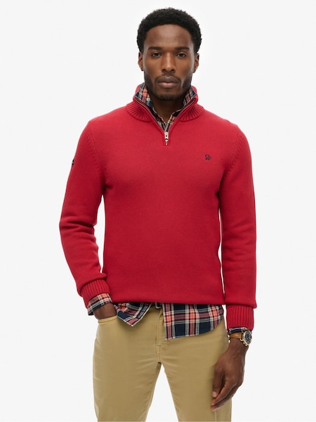 Superdry Red Cotton Half Zip Knit Jumper (Y36133) | £60