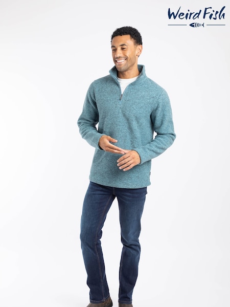Weird Fish Blue Newport Quarter  Zip Ribbed Fleece (Y36149) | £60